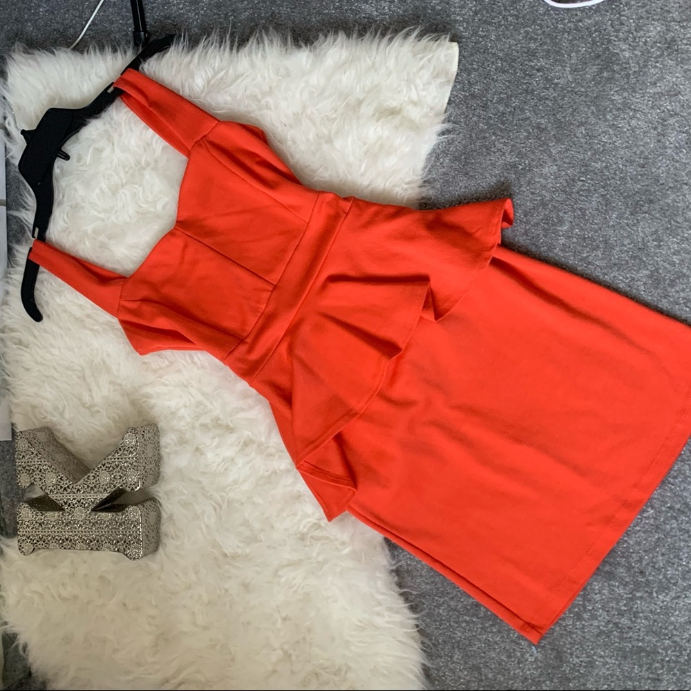 Orange/ red peplum dress